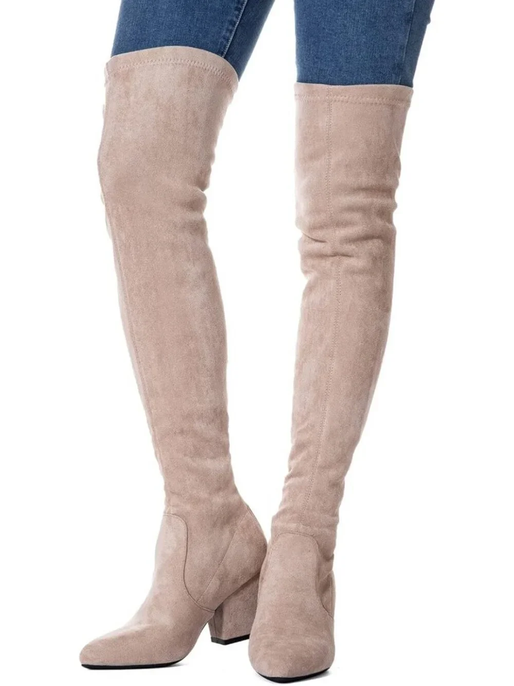 Stylish Over the Knee Suede Boots | Thigh High Block Heel | Winter Comfort